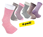Barnstrumpor smalrandiga, 6-pack, strl 31-35