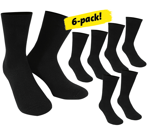 Svarta strumpor unisex, 6-pack, strl 41-45