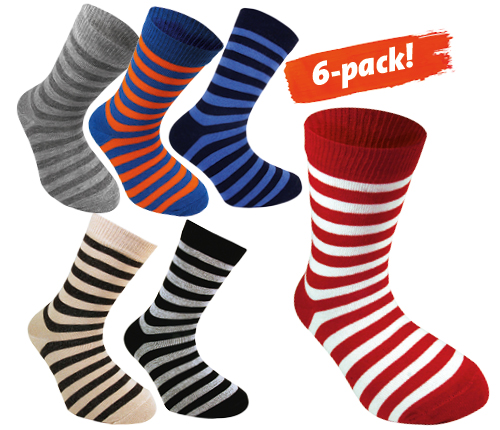 Barnstrumpor bredrandiga, 6-pack, strl 31-35